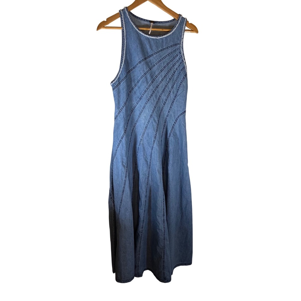Free People Blue Denim Midi Dress